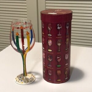 Preowned like new Lolita Love My Wine glass - Happy Birthday in box